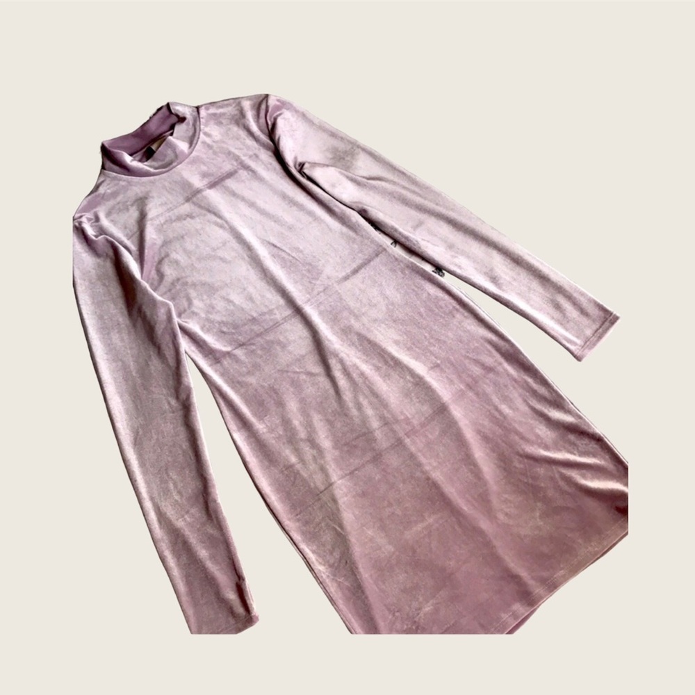 H&M Long Sleeve Pink Velvet Dress
